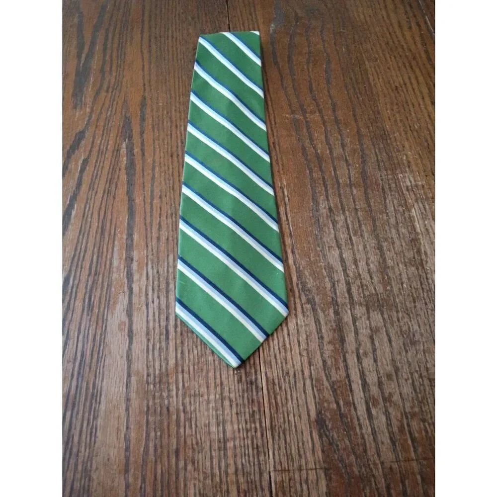 Nautica Green Blue White Silk Tie Necktie Office Formal Wedding Church